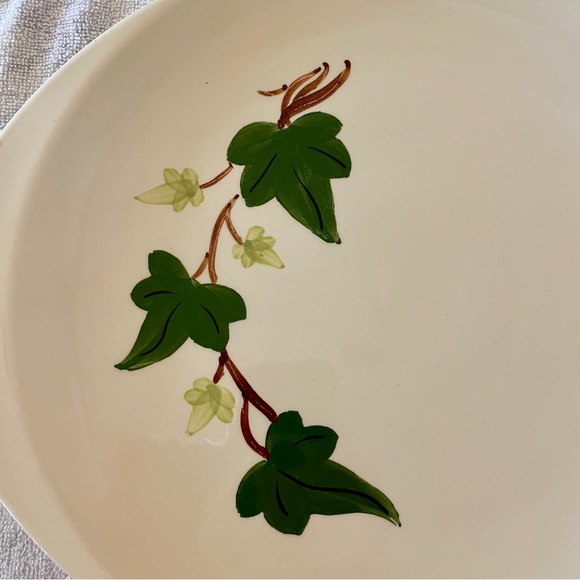 Vintage Blue Ridge Southern Pottery Platter Green Ivy Vine 13.75" x 11.5" - Picture 2 of 5